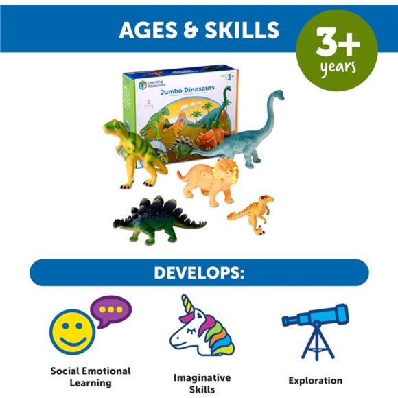 Learning Resources Jumbo Dinosaurs - Toddler Learning Toys, Dinosaurs Toys - Picture 3 of 6